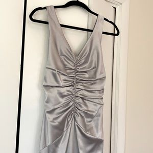 Stunning silver gown from Jessica McClintock